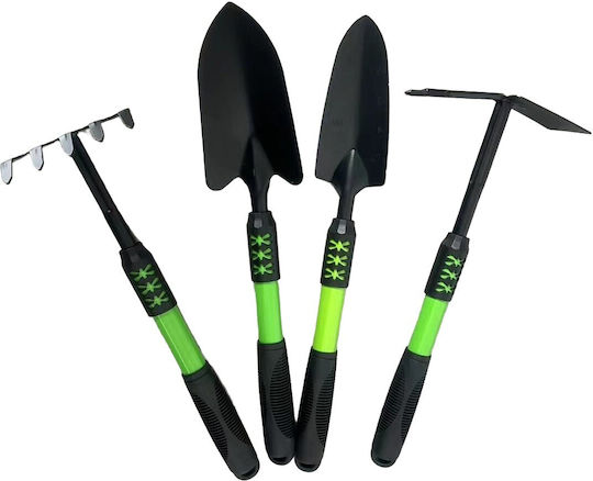 Set 4 Unelte De Grădină Alista Home Plantare Sol Cultivare Îngrijire Plante Carbon Pvc Material Greblă Săpăligă Cu Două Capete Lopată Mică Lopată Lată 43 X 11 Cm Negru Verde