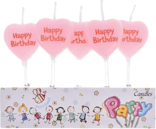 Set 5 Cake Candles Alista Home Heart Model Happy Birthday Text 2.5 X 2.5 Cm Wax Multicolor