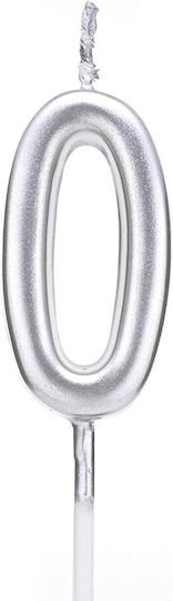 Lumânare De Tort Alista Home Număr 0 Model Party 4.5 X 2.5 Cm Parafină Argintie