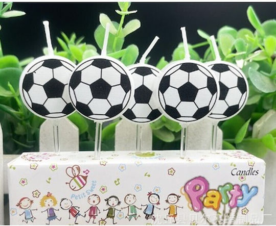 Set 5 Lumanări De Ziua De Naștere Alista Home Mingii De Fotbal Model 3.5 Cm Ceară Albă Neagră