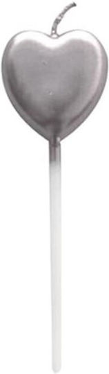 Lumânare De Tort Alista Home Model Inimă Petrecere 8.5 X 3 Cm Argintie