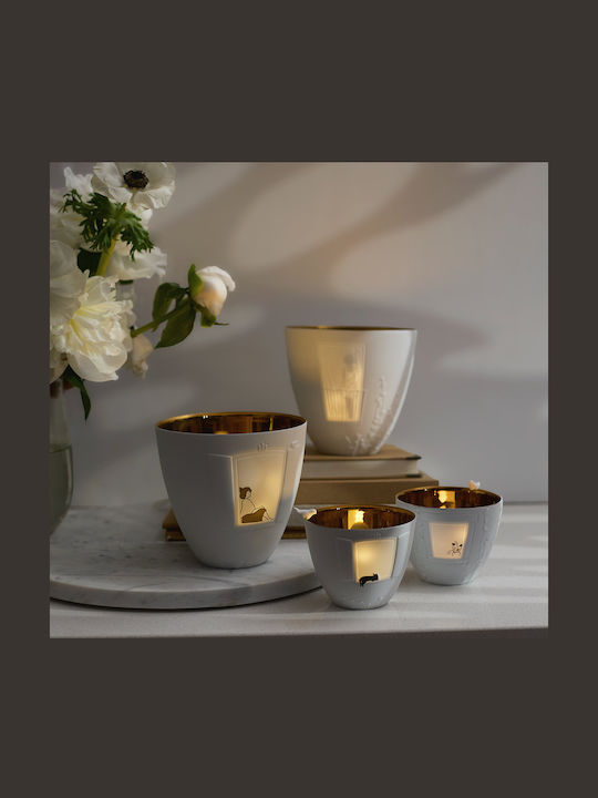 Raeder Poetry Light Candle Holder Suitable for Tealights Porcelain in White Colour 11.7x11.7x11.4cm