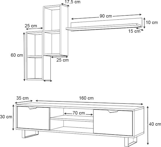 Set Living Lonsa Fag Natural 160x35x40cm