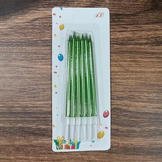 Set 6 Lumanări De Ziua De Naștere Alista Home Din Parafină 11 X 0 4 Cm Verde Lucios