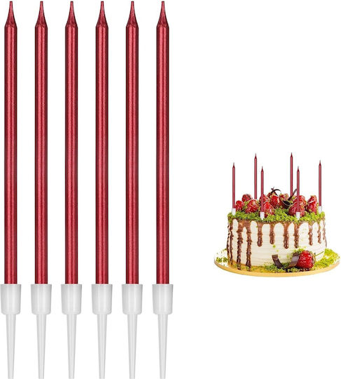 Set 6 Lumanări De Ziua De Naștere Din Parafină Alista Home 11 X 0 4 Cm Roșii Lucioase