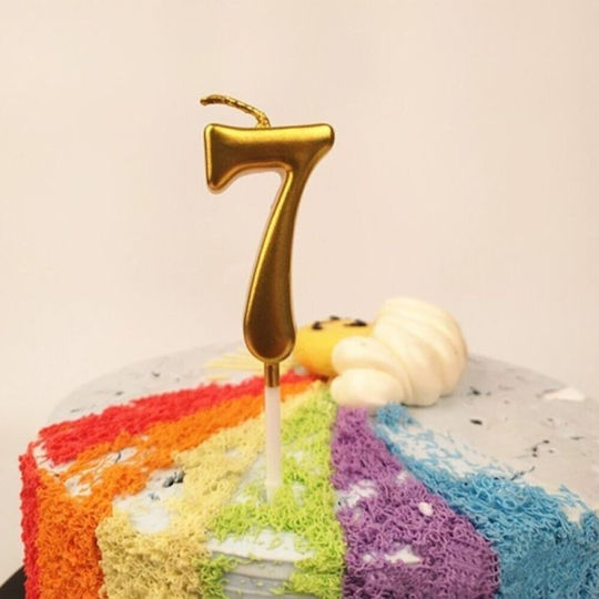 Lumânare De Tort Alista Home Număr 7 Model Petrecere 4.5 X 2.5 Cm Parafină Aurie