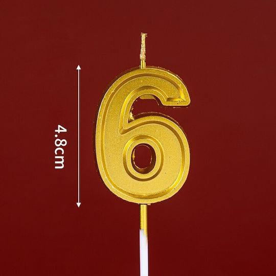 Număr 6 Lumânare Tort Ziua De Naștere Alista Home 4.8 Cm Aniversare Auriu