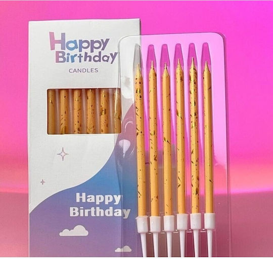 Set 6 Lumanări Lungă Alista Home Parafină 10 X 0.5 Cm Happy Birthday Bej
