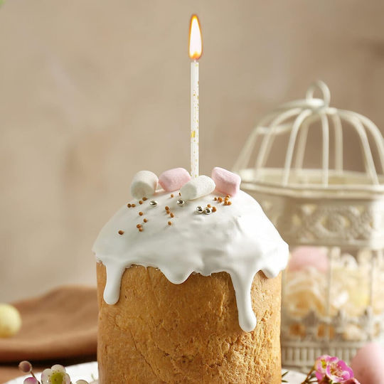 Set 6 Lumanări Lungă Alista Home Parafină 10 X 0.5 Cm Happy Birthday Bej