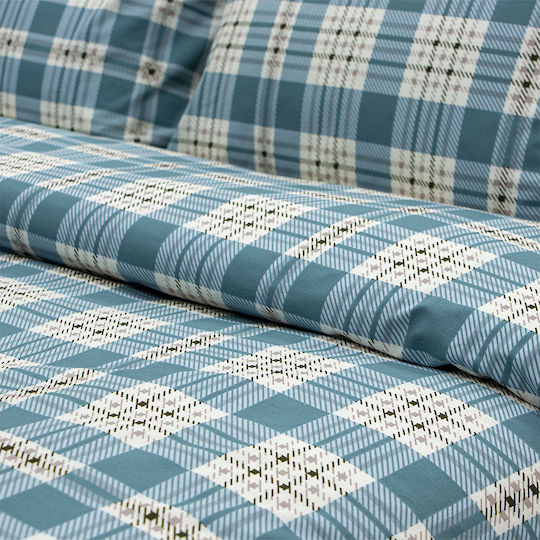 Lino Home Bettlaken Set für Einzelbett 170x260cm Blau 3 Stück
