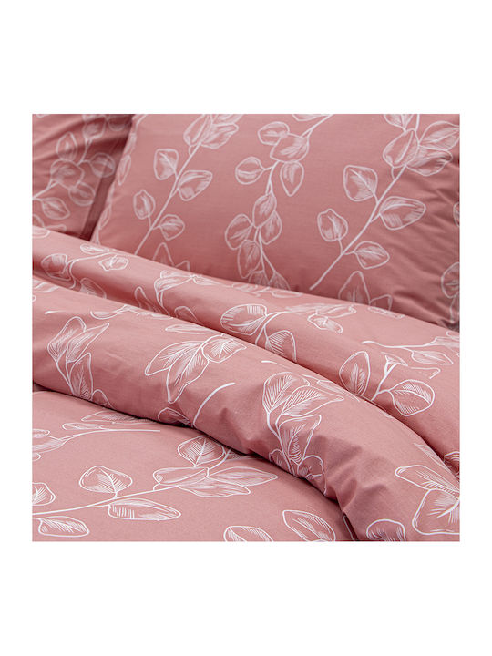 Lino Home Set Bed Sheets for Single Bed 170x260cm Pink 3 Pieces