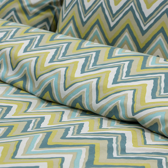 Lino Home Set Single Bed Sheets 170x260cm Petrol Blue 3 Pieces