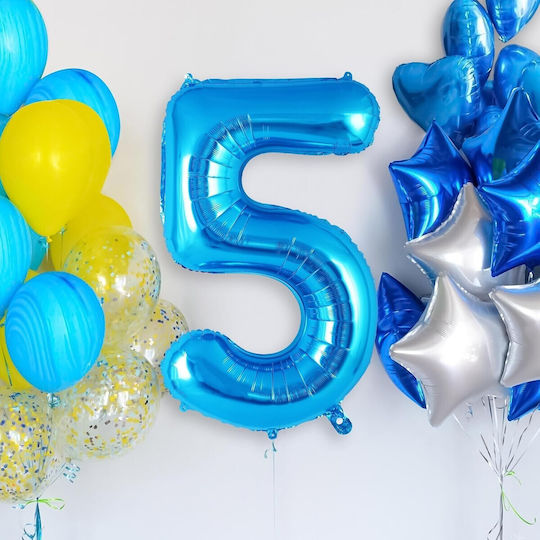 Number 5 Foil Jumbo Blue 100cm