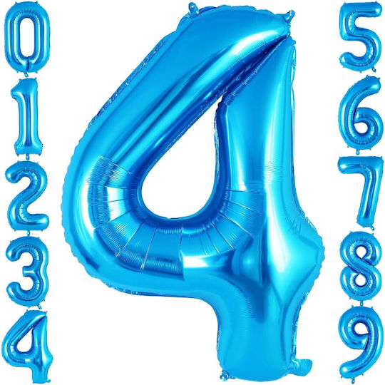Number 4 Foil Jumbo Blue 100cm
