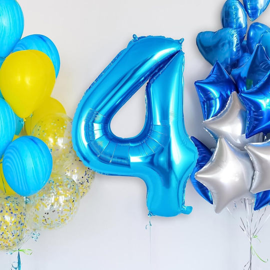 Number 4 Foil Jumbo Blue 100cm