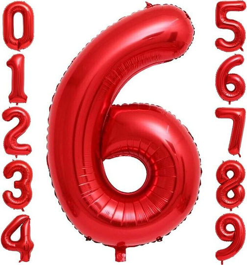Number 6 Foil Red 40cm