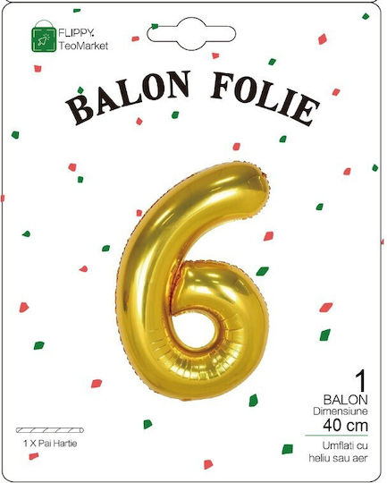 Număr 6 Folie Auriu 40 cm