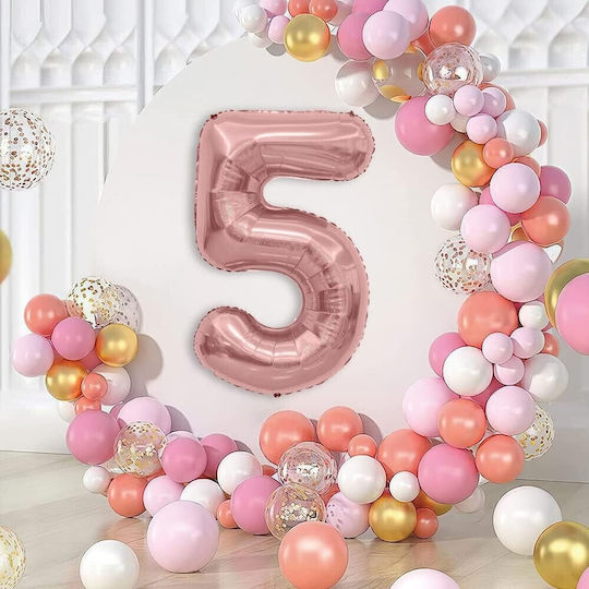 Number 5 Foil Rose Gold 40cm