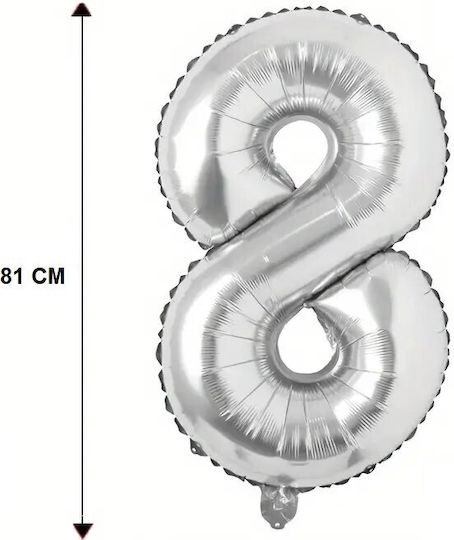 Αριθμός 8 Foil Jumbo Ασημί 81εκ.