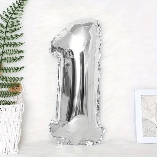 Nummer 1 Folie Jumbo Silber 81cm