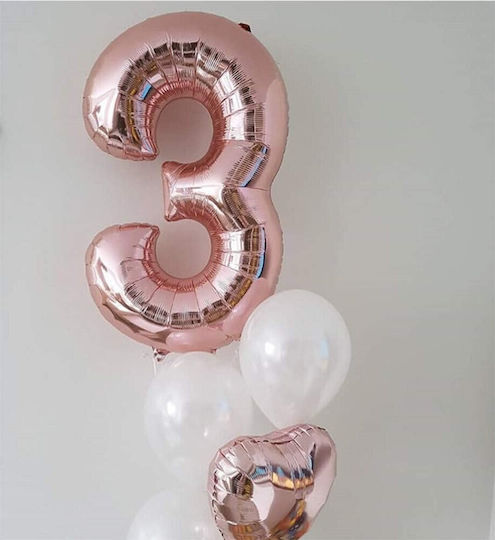 Număr 3 Folie Jumbo Rose Gold 80 cm