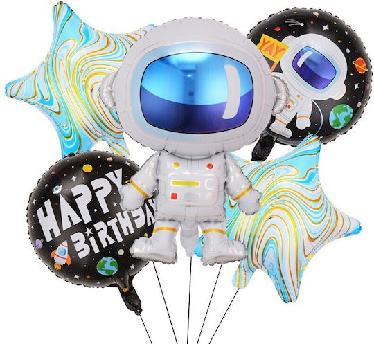 Set 5 Baloane Folie Jumbo Albastre Cu LED 78 cm