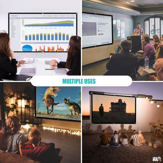Ecran Proiecție Pliabil 100" Linomag Format 16:9 Ideal Pentru Proiecții Interioare Exterioare Portabil 4k Hd Instalare Rapidă Alb