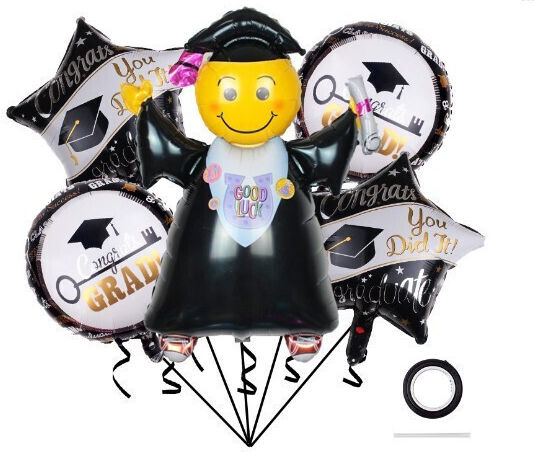Set 5 Baloane Absolvire Folie Negre Jumbo 70 cm