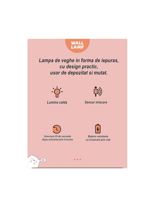 Alista Home Lămpi De Veghe Pentru Copii Led Usb Roz Cu Senzor