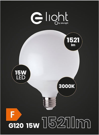 Eko Light Λάμπα LED 15W 120mm για Ντουί E27 και Σχήμα G120 Θερμό Λευκό 1521lm