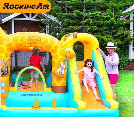 Fun Baby Inflatable Giraffe with Trampoline and Slide for Ages 3+