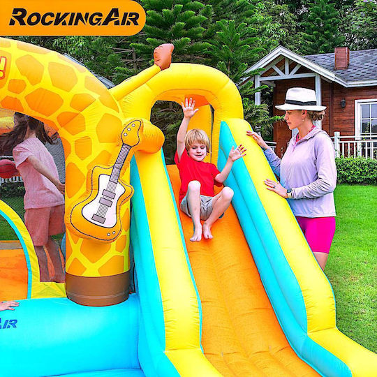 Fun Baby Inflatable Giraffe with Trampoline and Slide for Ages 3+