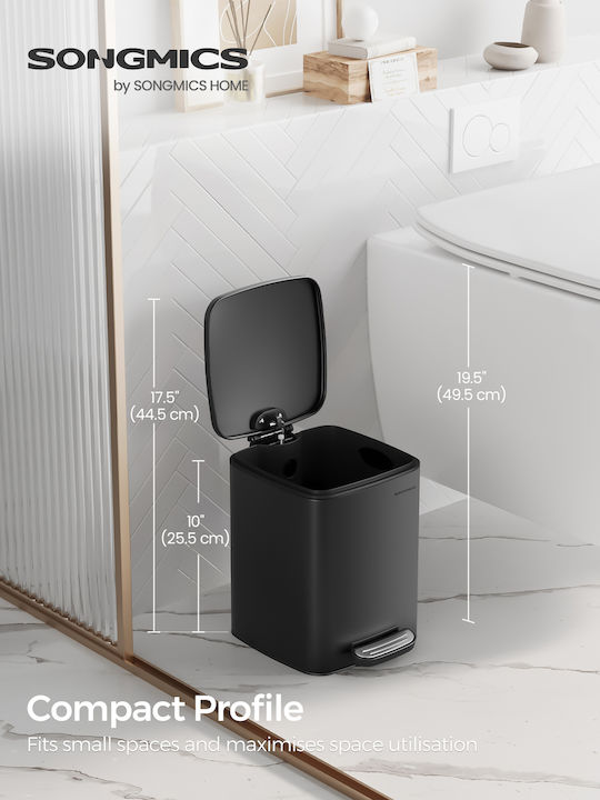 Songmics Metallic Bathroom Bin Soft Close 6L Black