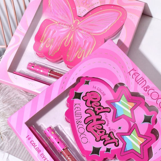 Makeup Palette Set 14 Eyeshadows Kevinandcoco Red Heart Eyeshadow Palette 21 X 20.5 X 2.2cm