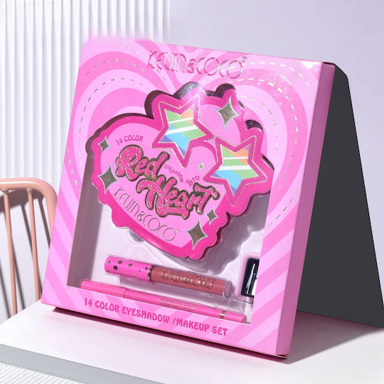 Makeup Palette Set 14 Eyeshadows Kevinandcoco Red Heart Eyeshadow Palette 21 X 20.5 X 2.2cm