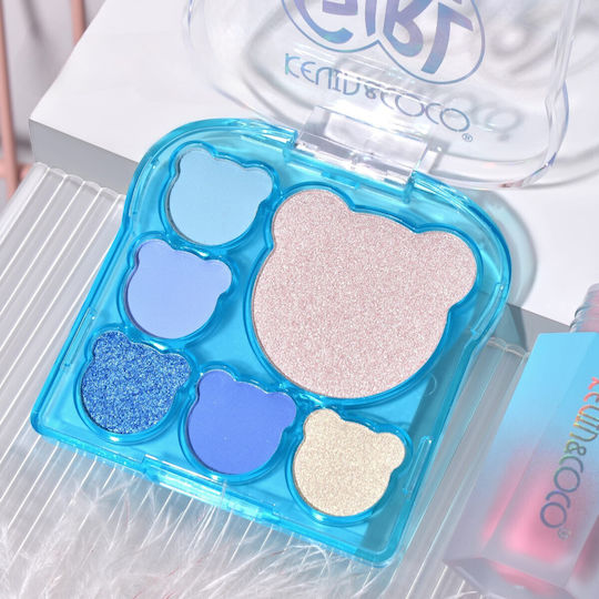 Set Machiaj 3 Produse Kevin Coco Ice Blue Bear 6 Culori 15.5 X 13 X 3.4 Cm