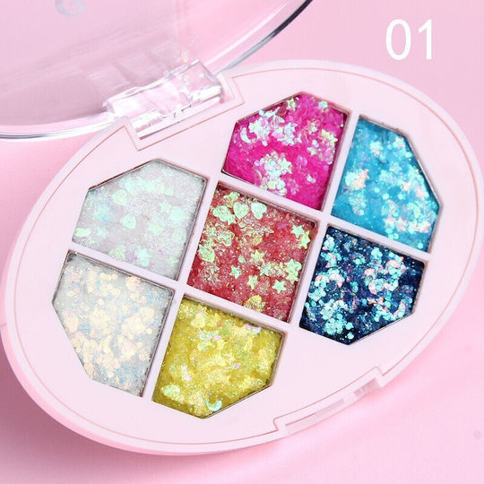 Glitter Palette Alista Home Variant 1 7 Shades Body Hair 50 G Waterproof 9.8 X 6.8 Cm Multicolor