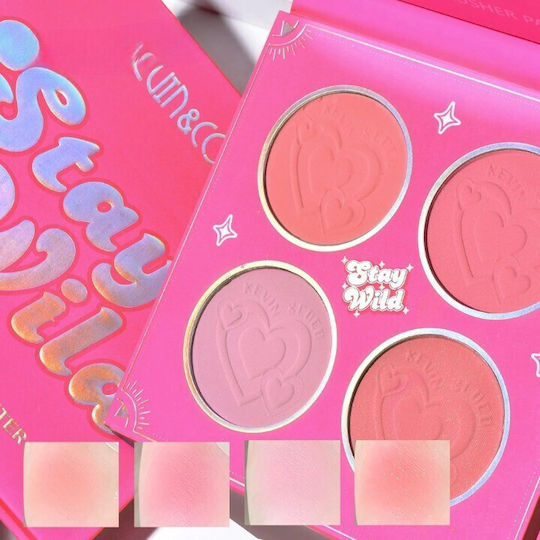 Paletă Blush Kevinandcoco 4 Culori Stay Wild 12.2 X 12.2 X 0.9 Cm