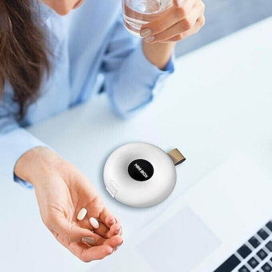 Cutie Pentru Depozitarea Medicamentelor Alista Home 6 Compartimente Închidere Etanșă Portabilă Rotundă Albă Neagră Pp 8.4x2.9x8.5 Cm