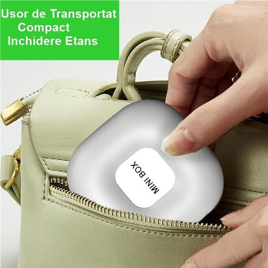 Cutie Pentru Depozitarea Medicamentelor Alista Home 4 Compartimente Închidere Etanșă Portabilă Pătrată Alb Gri Pp 7.6x2.9x7.8 Cm