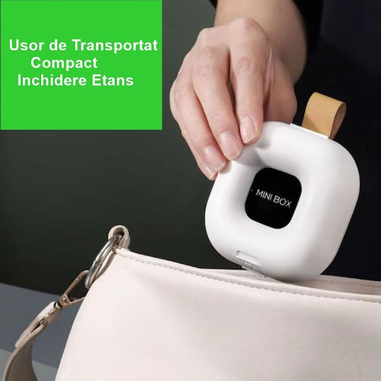 Cutie Pentru Depozitarea Medicamentelor Alista Home 4 Compartimente Închidere Etanșă Portabilă Pătrată Alb Negru Pp 7.6x2.9x7.8 Cm