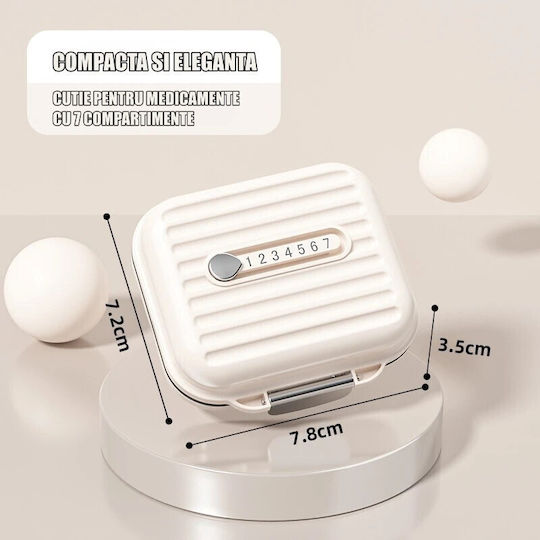 Cutie Pentru Medicamente Alista Home Bej 7 Compartimente Portabil Compact 7.8x7.2x3.5 Cm Ideal Pentru Utilizare Zilnică