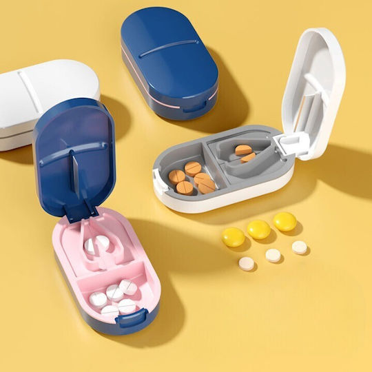 Organizator Medicamente Alista Home Dispozitiv Tăiere Zdrobire Pastile Ideal Pentru Călătorii Portabil Perie Curățare Compartiment Depozitare 8.5x4.5x2.5 Cm Alb