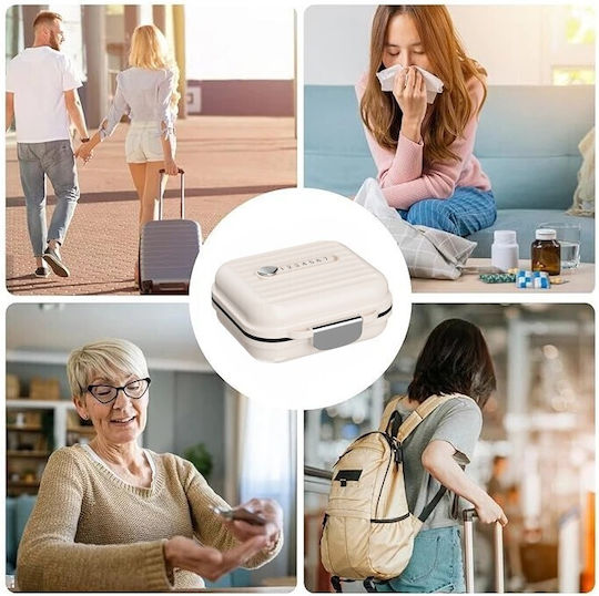 Cutie Pentru Medicamente Alista Home Bej 7 Compartimente Portabil Compact 7.8x7.2x3.5 Cm Ideal Pentru Utilizare Zilnică