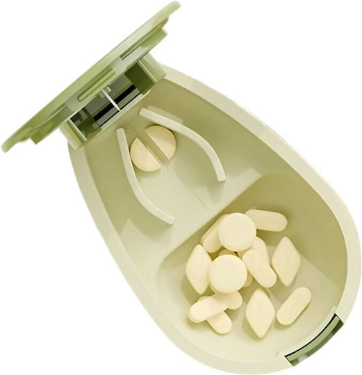 Tăietor de Pastile Cutie de Depozitare Medicamente Alista Home Verde 8x5x2,65 Cm Compact Portabil Ideal pentru Călătorii