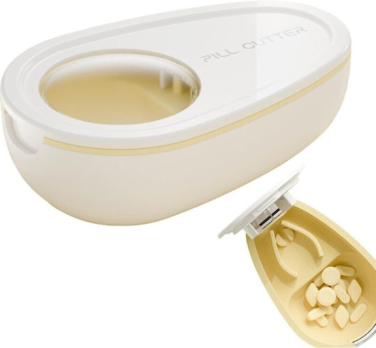 Cutie Pentru Tăiat Pastile Organizator Medicamente Alista Home Albă 8x5x2.65 Cm Compactă Portabilă Ideală Pentru Călătorii