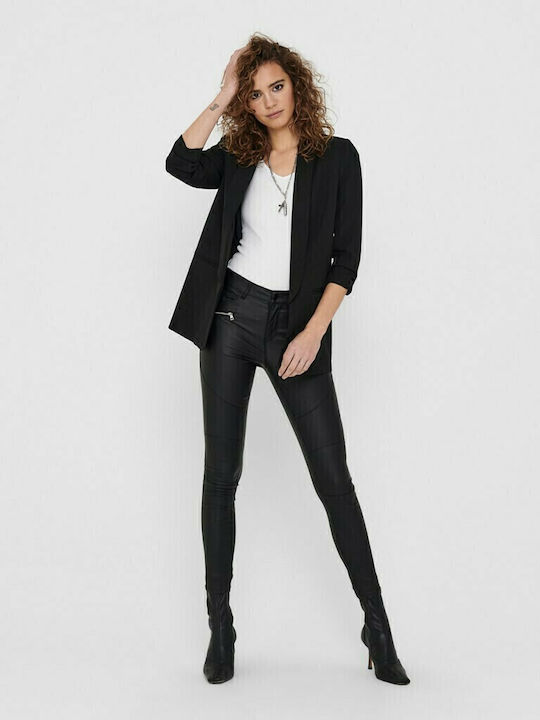 Only Elly Long Women's Waisted Blazer Black with Sequins 15197451