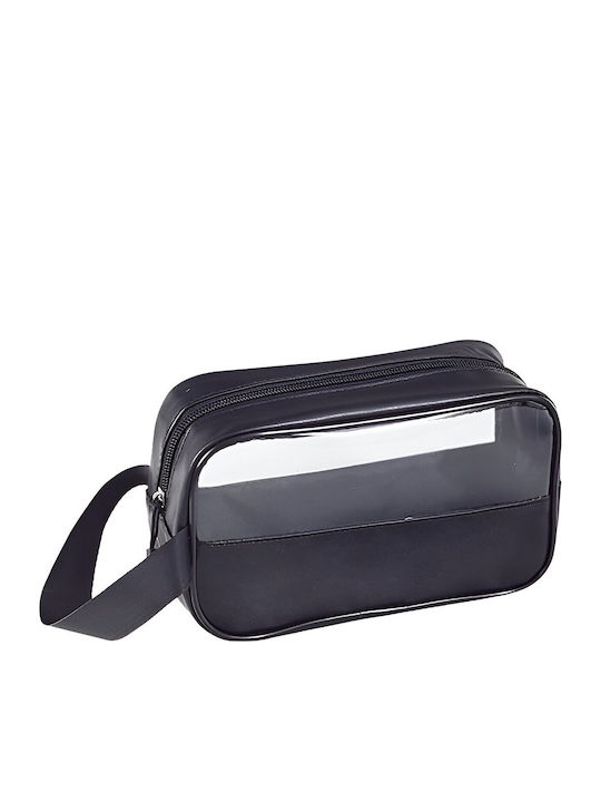 Neseser Cosmetic Organizare De Călătorie Material Pvc-Textil Impermeabil Portabil 22 X 12 X 8 Cm Negru