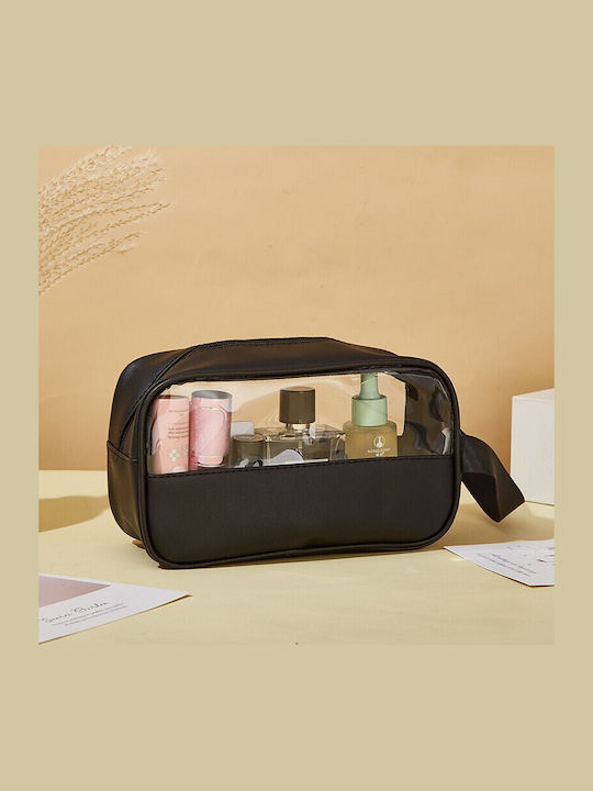 Neseser Cosmetic Organizare De Călătorie Material Pvc-Textil Impermeabil Portabil 22 X 12 X 8 Cm Negru