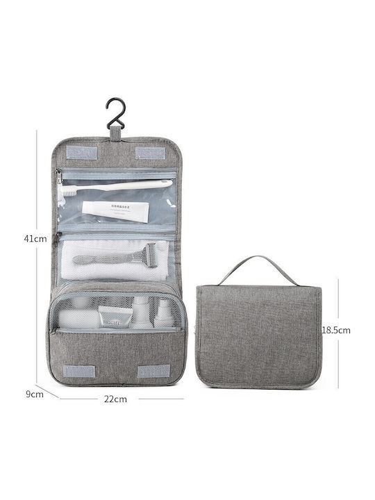 Geantă Cosmetică De Călătorie Alista Home Material Canvas Impermeabil 3 Compartimente Cu Agățătoare Gri 47 X 28 X 20 Cm